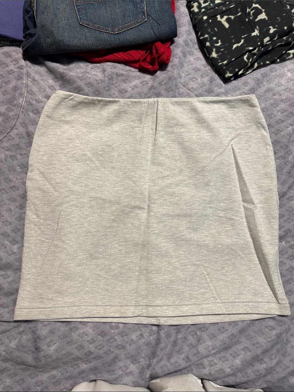 Light Gray Womens Stretch Knit Skirt